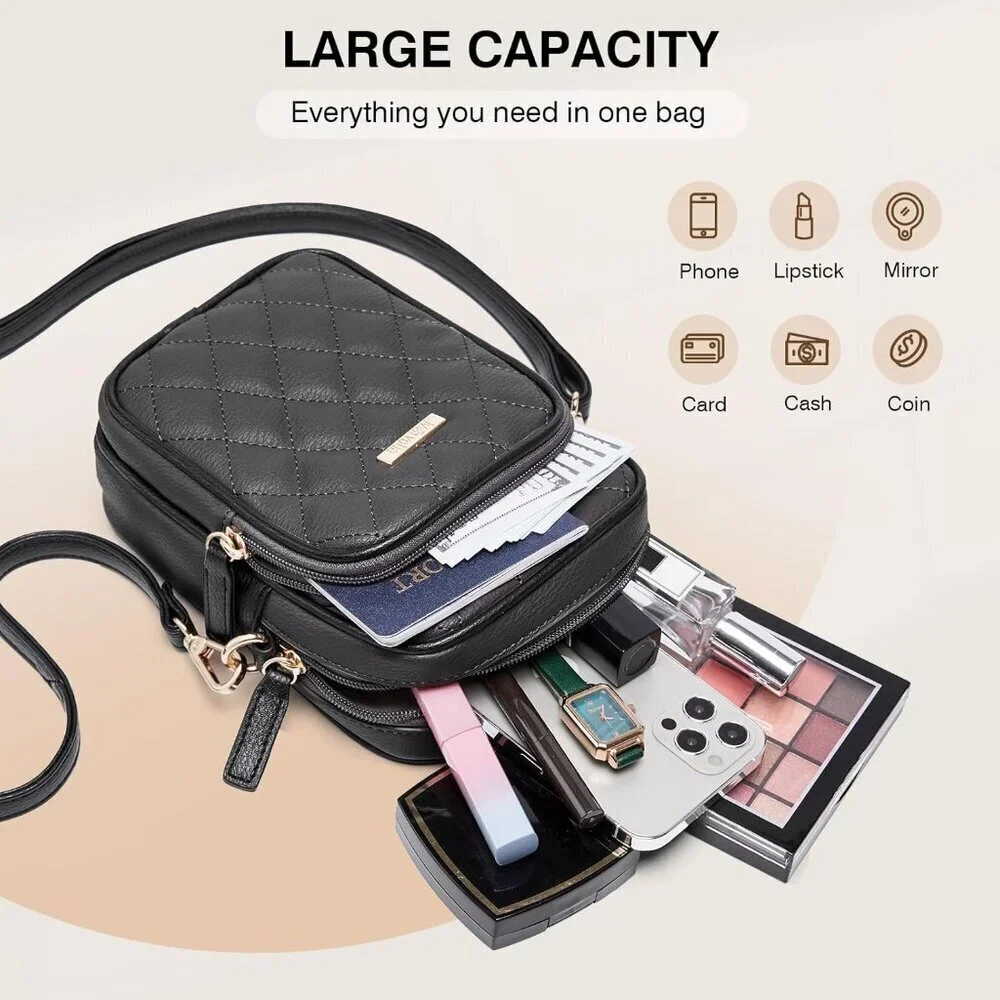 Vegan Leather Crossbody Bag Women Small Phone Purse Wallet with Card Slots